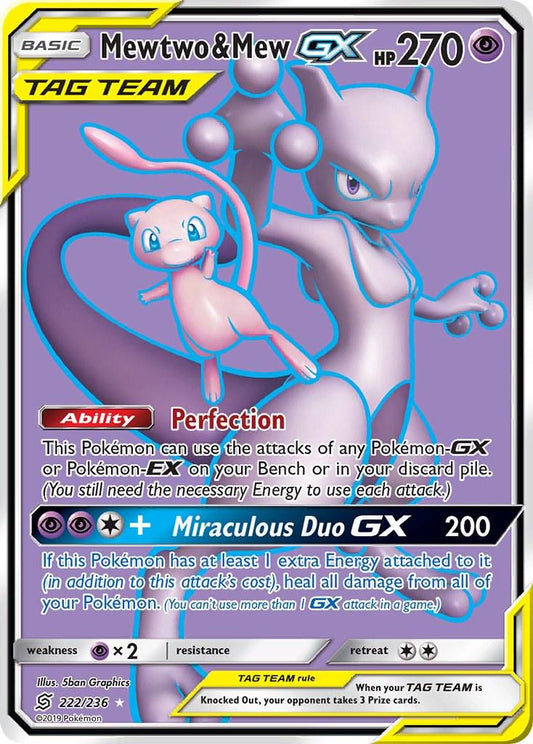 PSA 10 Mewtwo and Mew GX #222 – Sun & Moon Unified Minds
