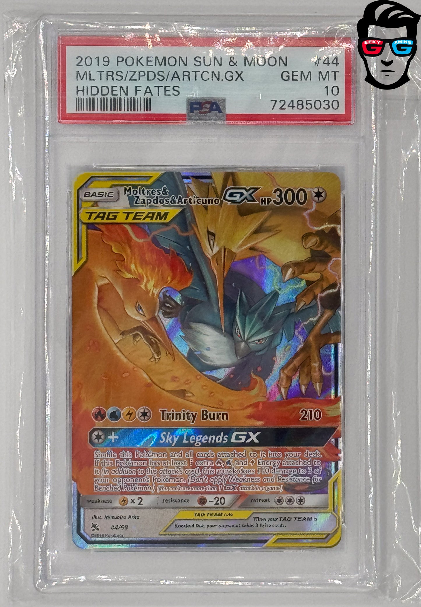 PSA 10 Moltres & Zapdos & Articuno GX #44 Hidden Fates