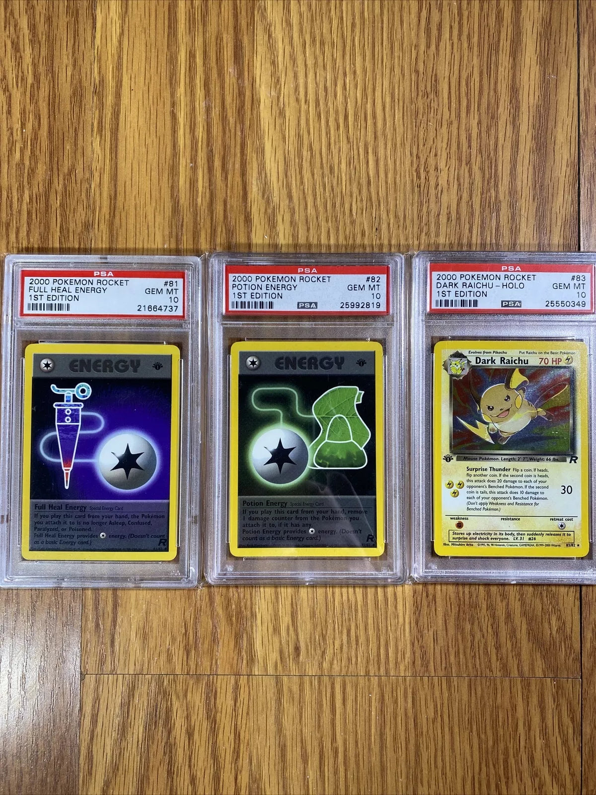 Pokemon Complete Psa 10 1st Edition Rocket Set All Cards 83/82 Charizard, Raichu