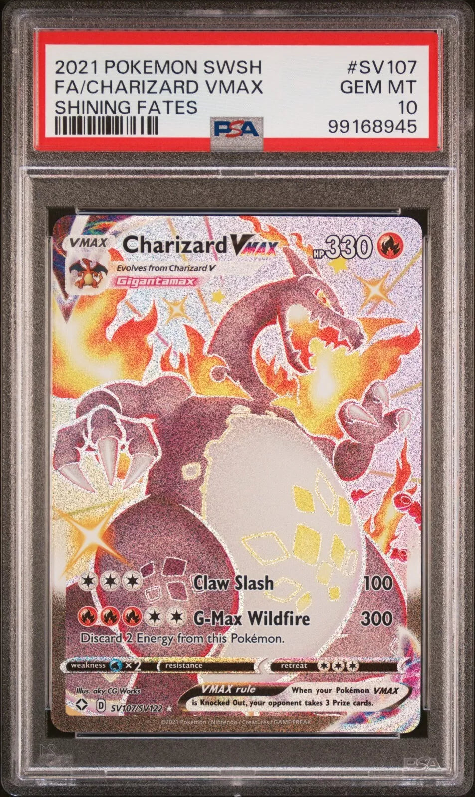 PSA 10 Charizard VMAX #SV107 Full Art Shiny HOLO 2021 Pokémon SWSH Shining Fates