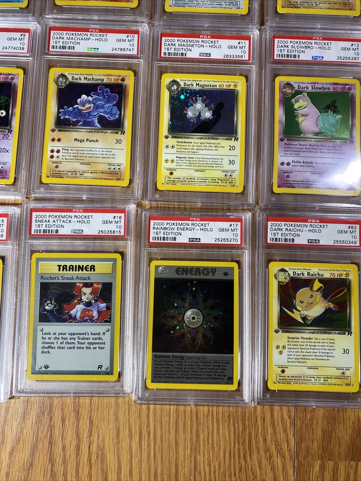 Pokemon Complete Psa 10 1st Edition Rocket Set All Cards 83/82 Charizard, Raichu