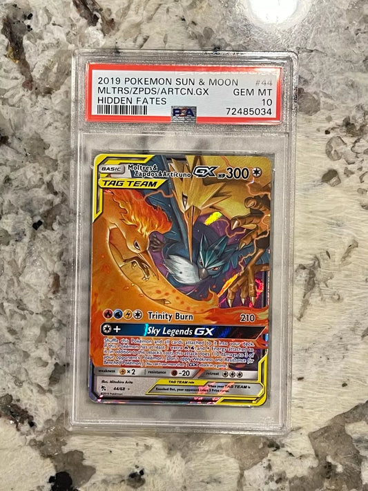 PSA 10 Moltres & Zapdos & Articuno GX #44 Hidden Fates