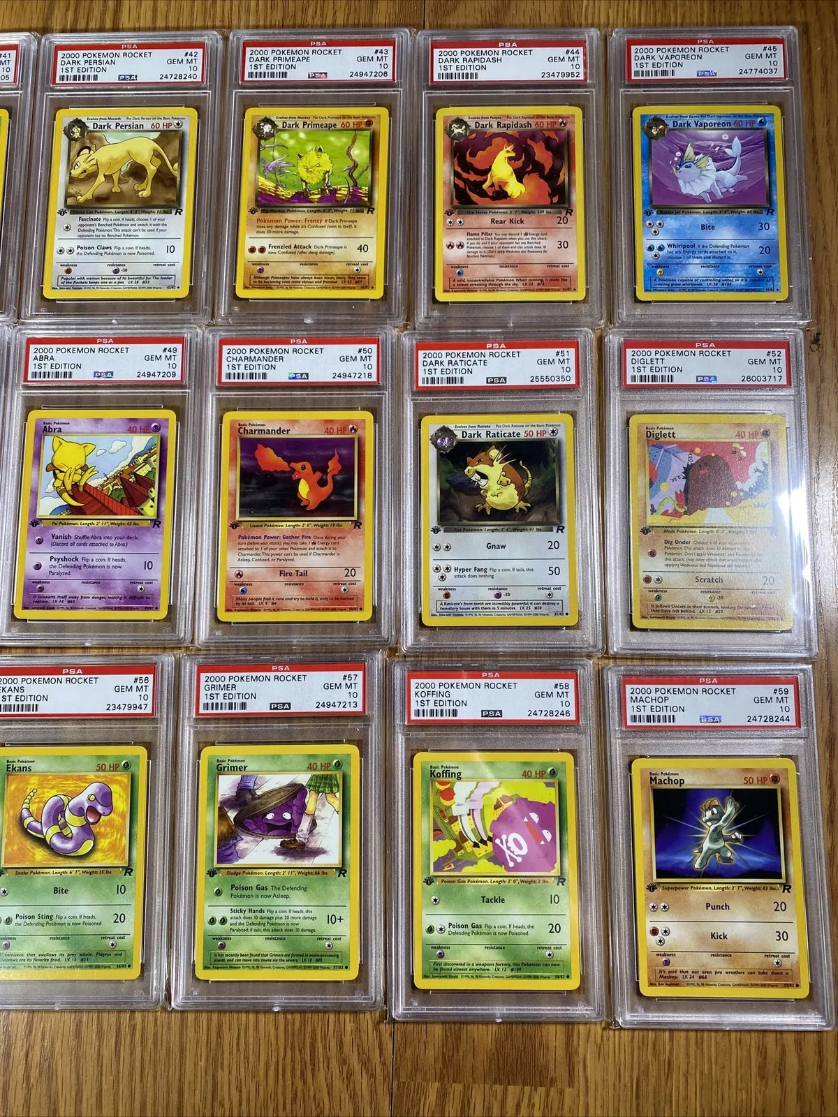Pokemon Complete Psa 10 1st Edition Rocket Set All Cards 83/82 Charizard, Raichu