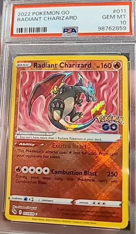 PSA 10 Radiant Charizard #011 Pokémon GO Stamp Promo