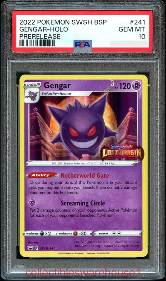 PSA 10 Gengar Holo SWSH241 Lost Origin Prerelease Promo