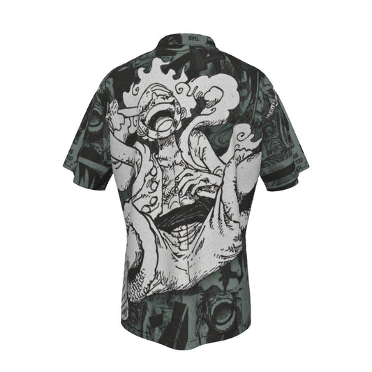 MANGA STORM: Luffy Panel – All-Over Print Men’s Hawaiian Shirt 🖤📖