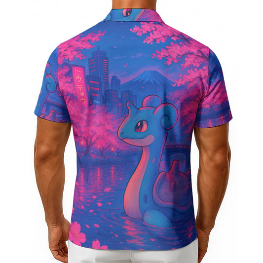 All-Over Print Lapras Men's Hawaiian Shirt With Button Closure