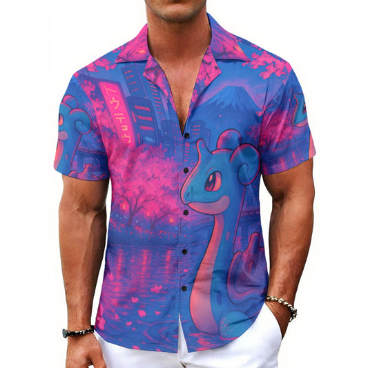 All-Over Print Lapras Men's Hawaiian Shirt With Button Closure