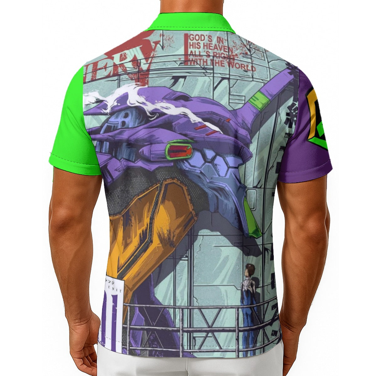 Awakening of Unit-01 – All-Over Print Men’s Hawaiian Shirt 🟣⚡