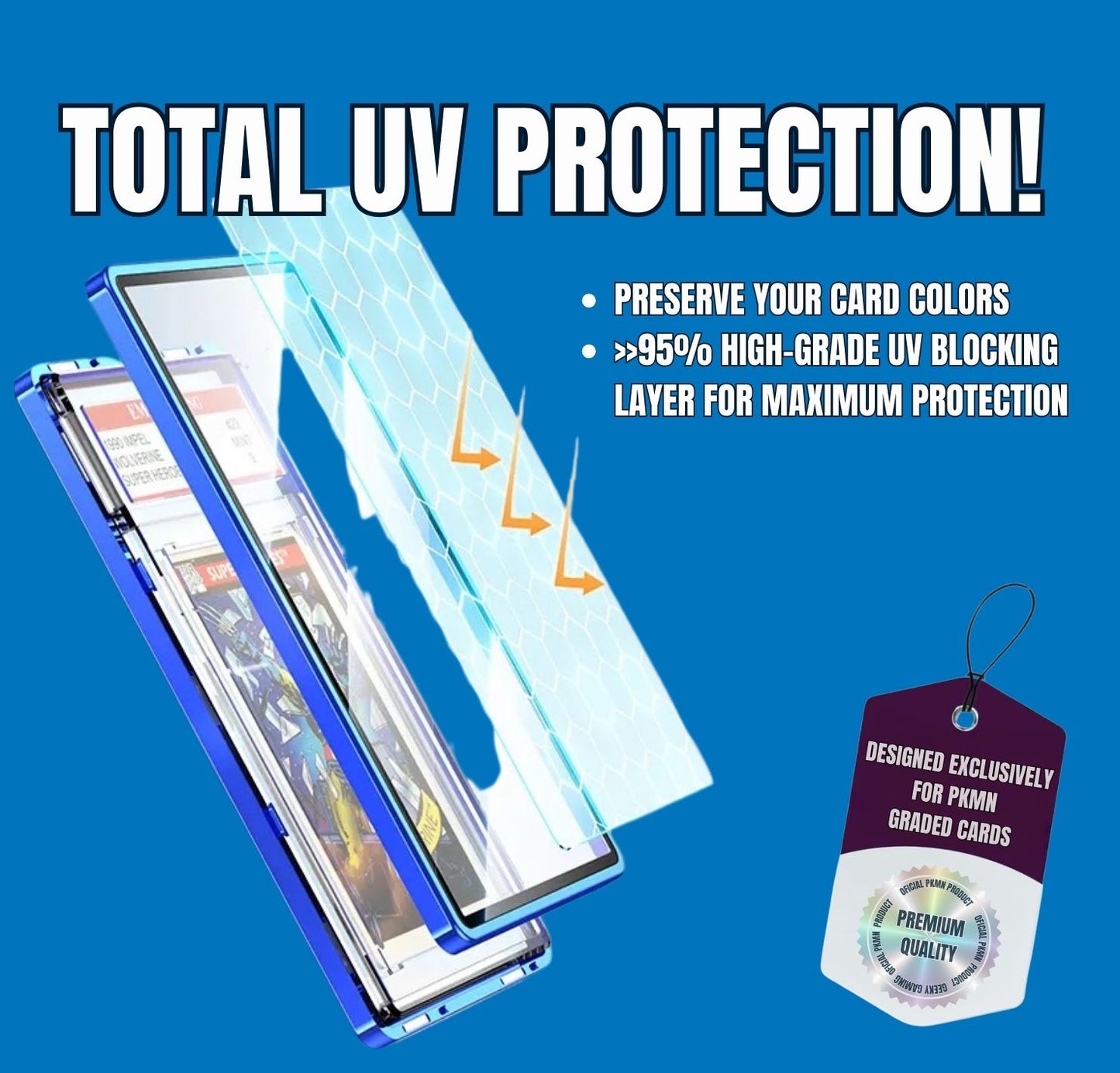 Magnetic PSA Graded Card Aluminum Case Protector with UV Protection