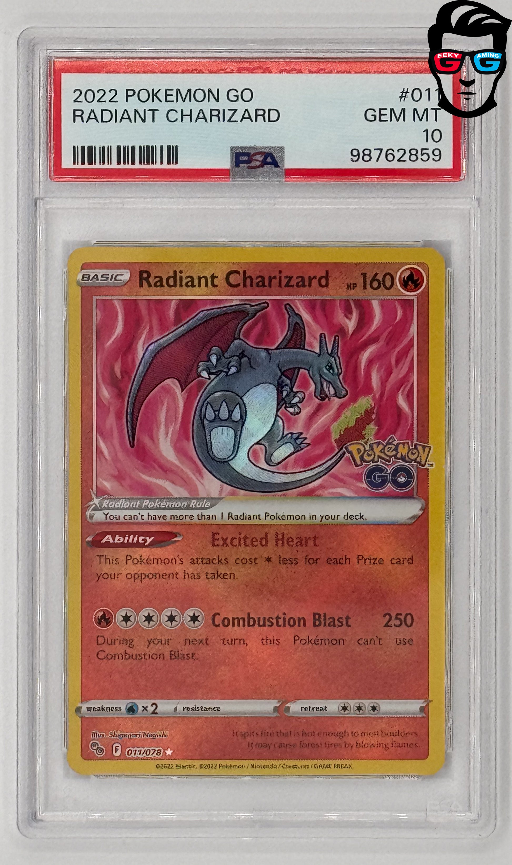 PSA 10 Radiant Charizard #011 Pokémon GO Stamp Promo