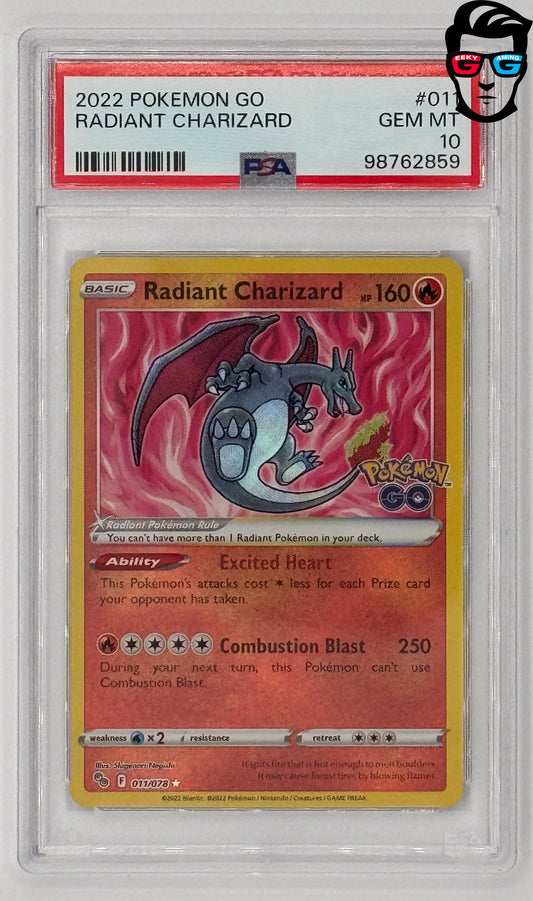 PSA 10 Radiant Charizard #011 Pokémon GO Stamp Promo