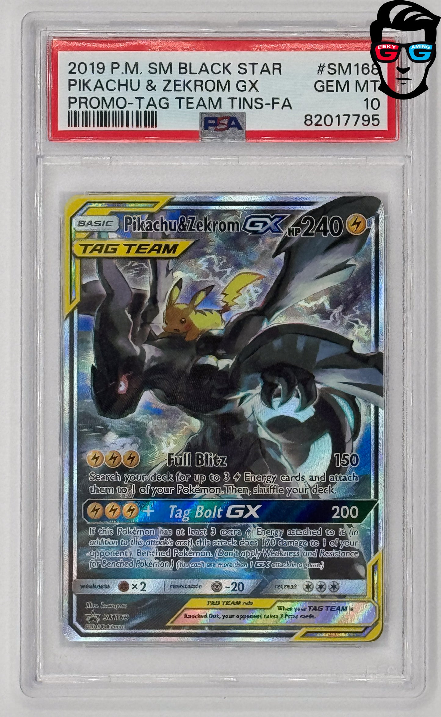PSA 10 Pikachu & Zekrom GX SM168 Tag Team Black Star Promo Alt Art 2019