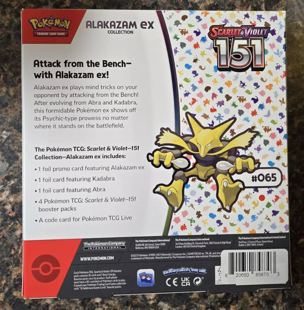 Pokémon TCG: Scarlet &amp; Violet – 151 Alakazam ex Collection Box – Factory Sealed (4 Packs)!
