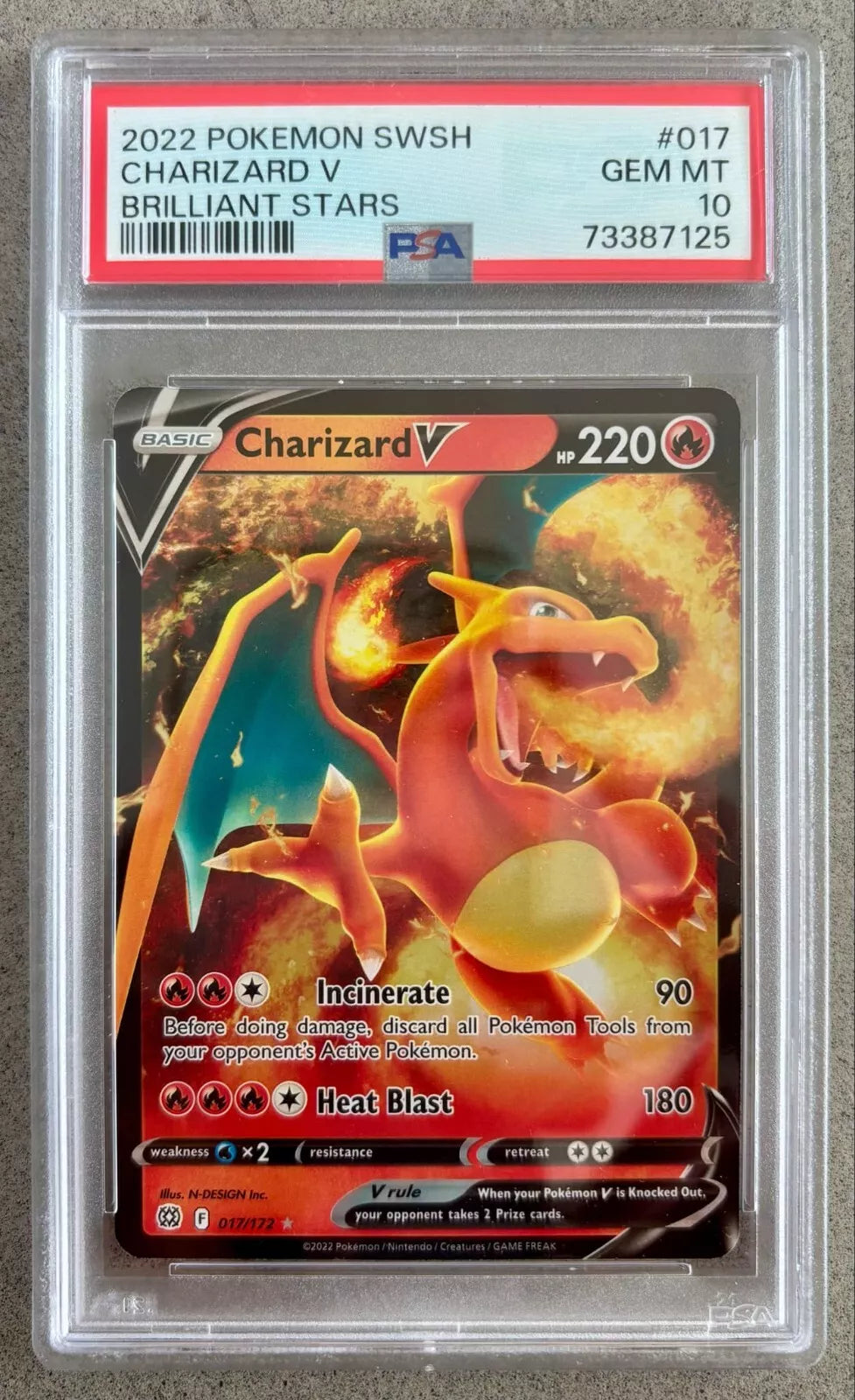 PSA 10 Charizard V #17 Pokemon SWSH Brilliant Stars 2022 Full Art Rare