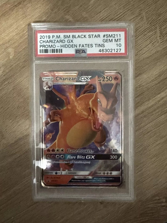 PSA 10 Charizard Gx Hidden Fates Tins Promo