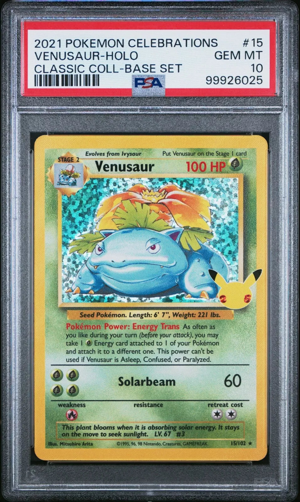 PSA 10 Venusaur #15/102 Celebrations Classic Collection