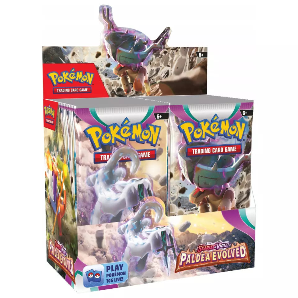 Paldea Evolved Scarlet & Violet Factory Sealed Booster Box with High Quality Magnetic Acrylic Case