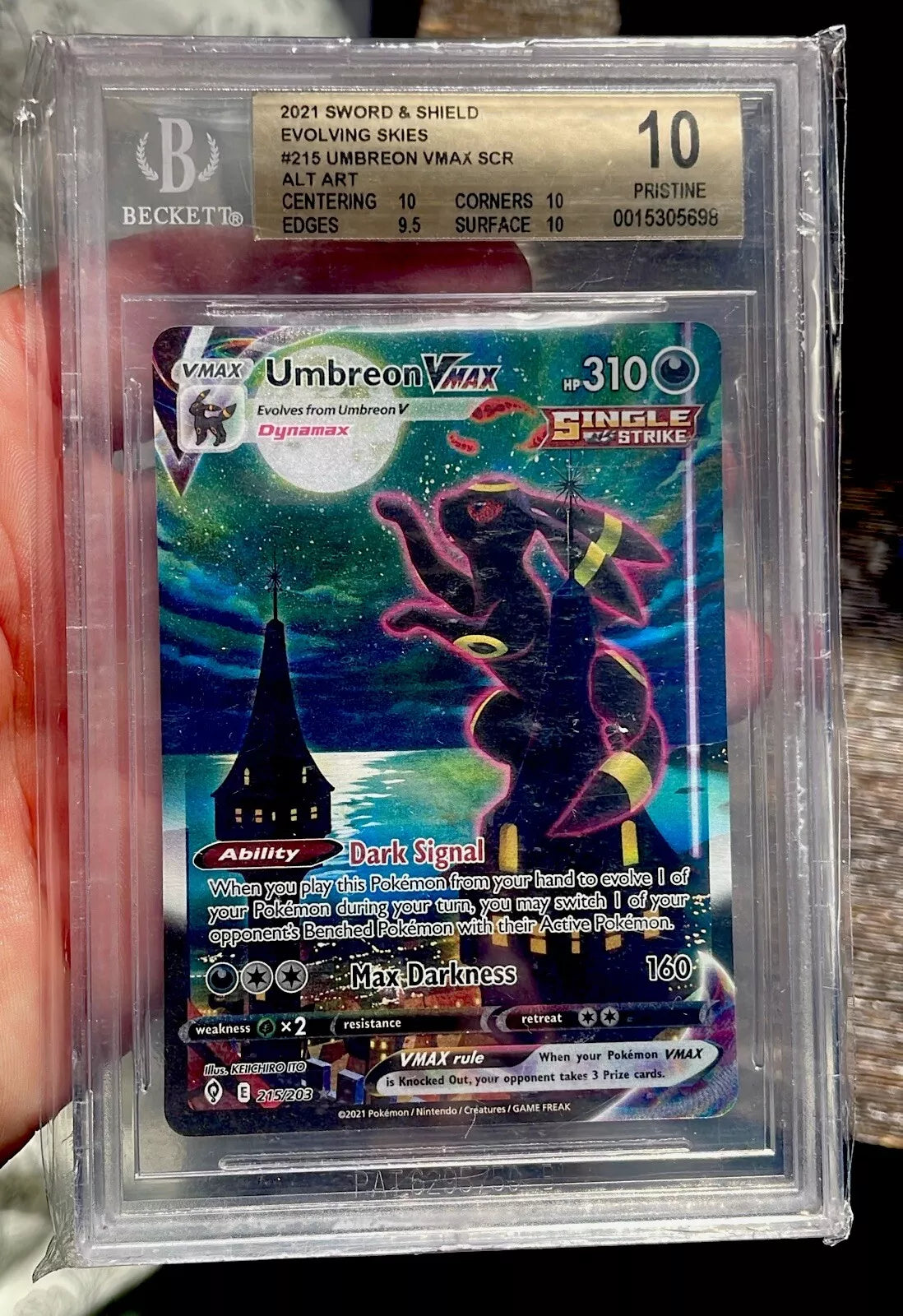 BGS 10 Umbreon VMAX 215/203 Alt Art Pristine