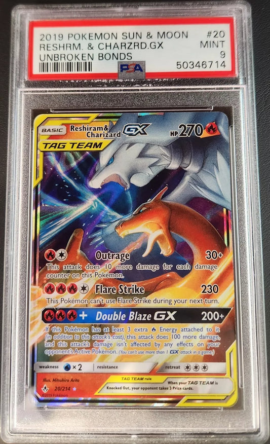PSA 9 Reshiram & Charizard GX #20