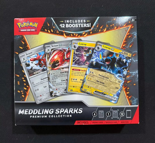 Pokémon TCG: Meddling Sparks Premium Collection – Factory Sealed! (12 Packs + Exclusive Extras!)