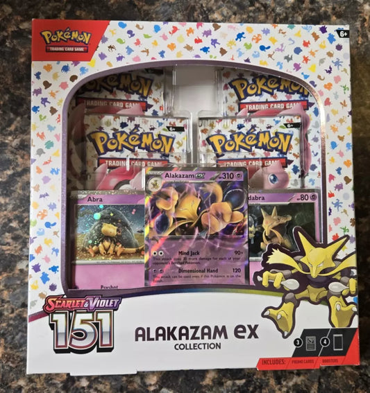 Pokémon TCG: Scarlet &amp; Violet – 151 Alakazam ex Collection Box – Factory Sealed (4 Packs)!
